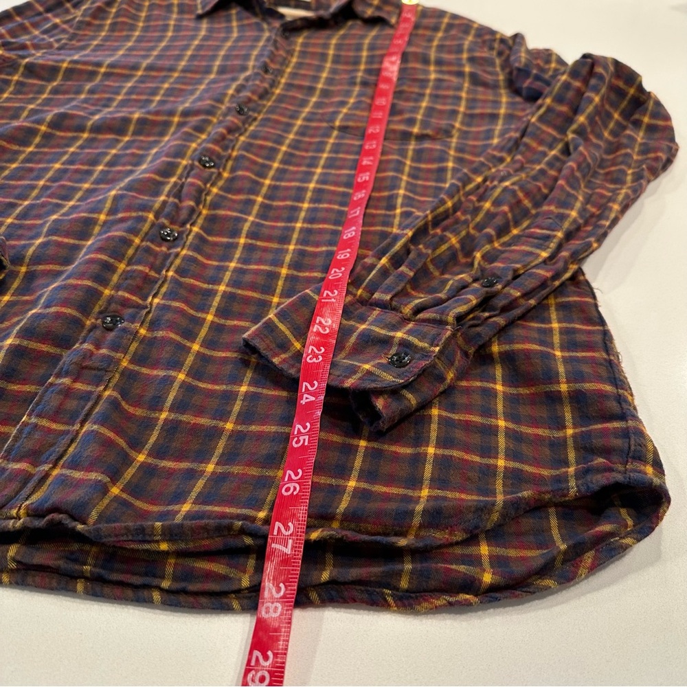 J. Crew Brown and Yellow Plaid Flannel Shirt Size Large - Picture 5 of 7